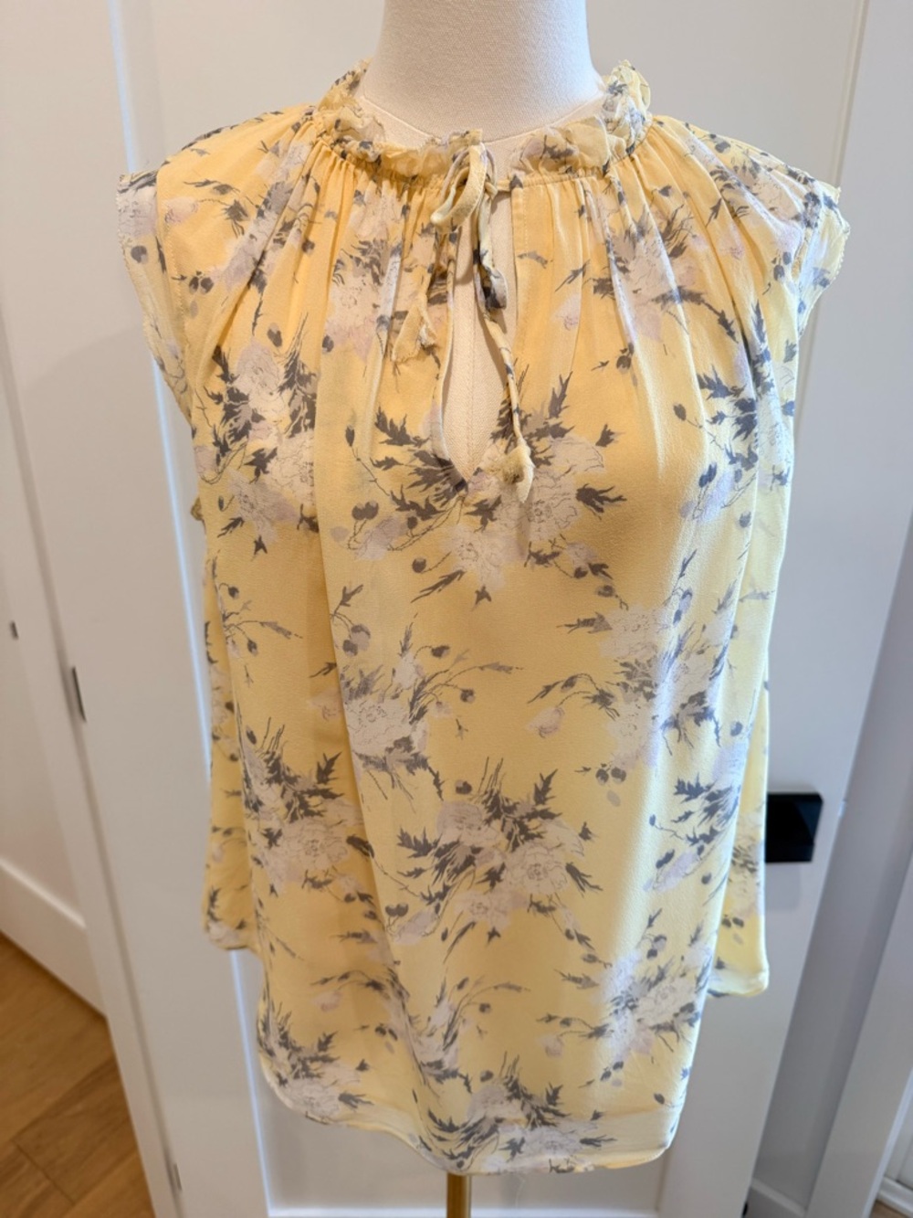 Rebecca Taylor Yellow Floral Tie-Neck Sleeveless Camisole